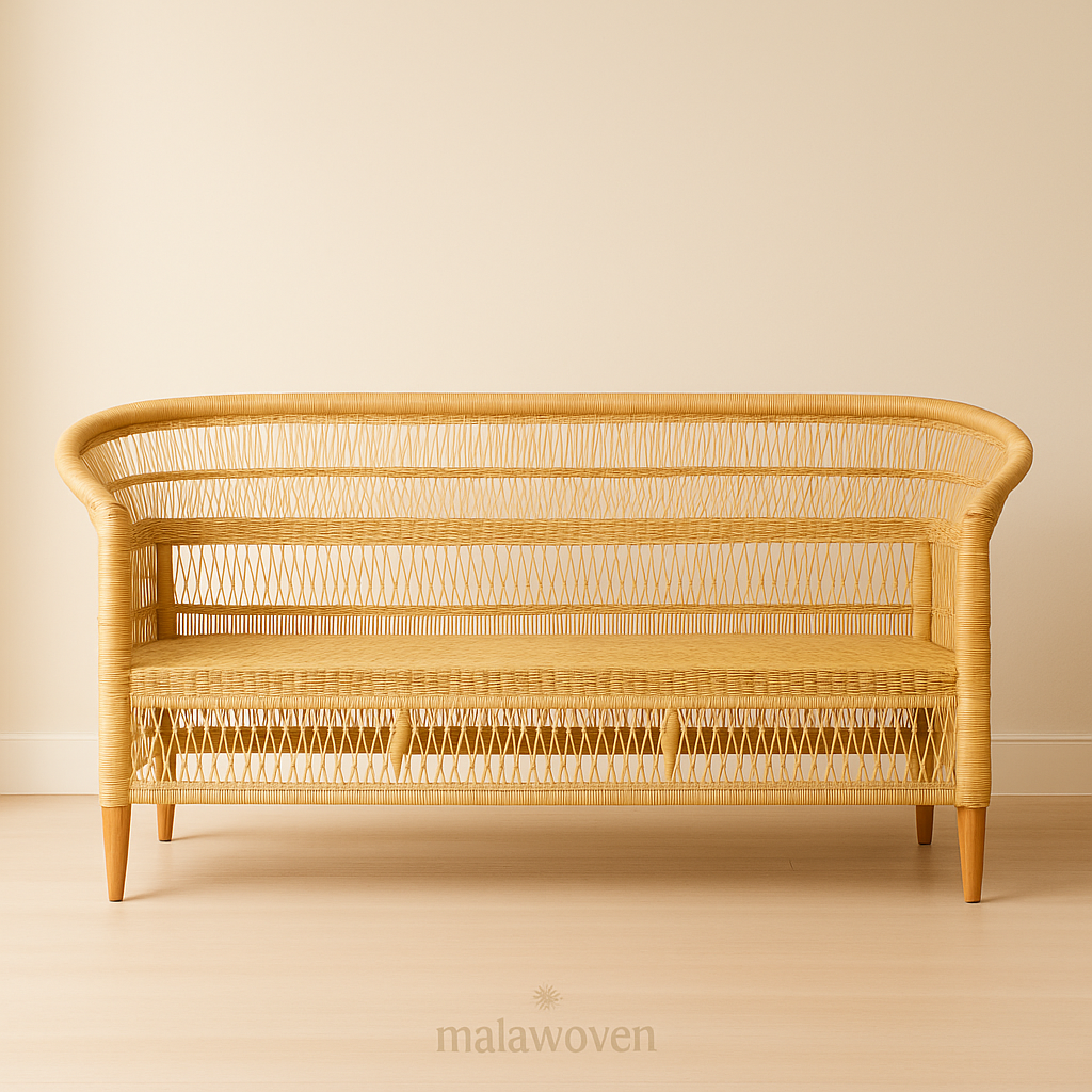 Modern African 3 seater bench made with sustainable weaving techniques