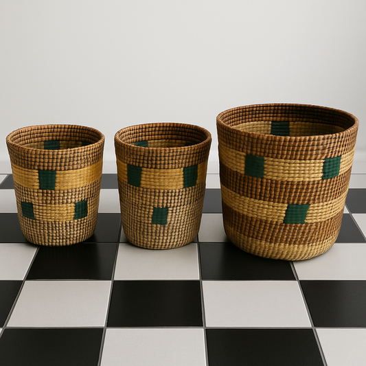 Ntasa Woven Basket Trio – Earth & Emerald