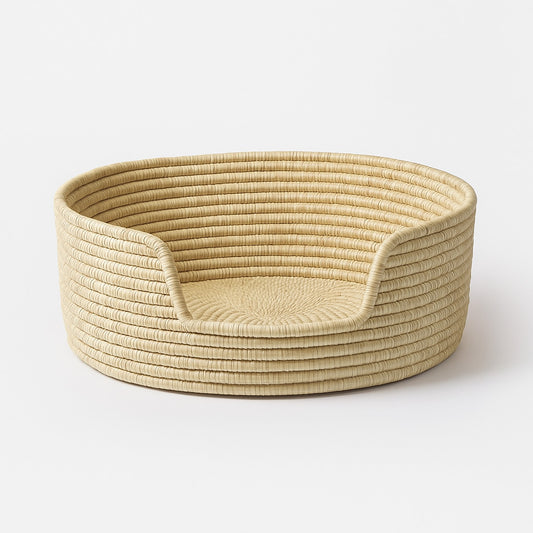 Handwoven Malawian basket with natural fiber finish