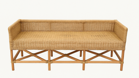 Malawi woven daybed bench with natural cane construction and minimalist design
