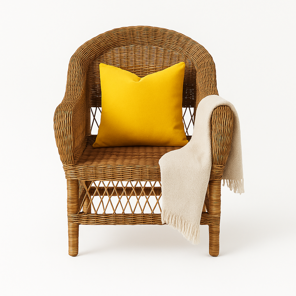Handwoven Malawi cane armchair made from natural rattan, artisan-crafted furniture