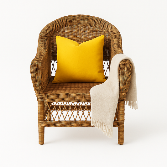 Handwoven Malawi cane armchair made from natural rattan, artisan-crafted furniture