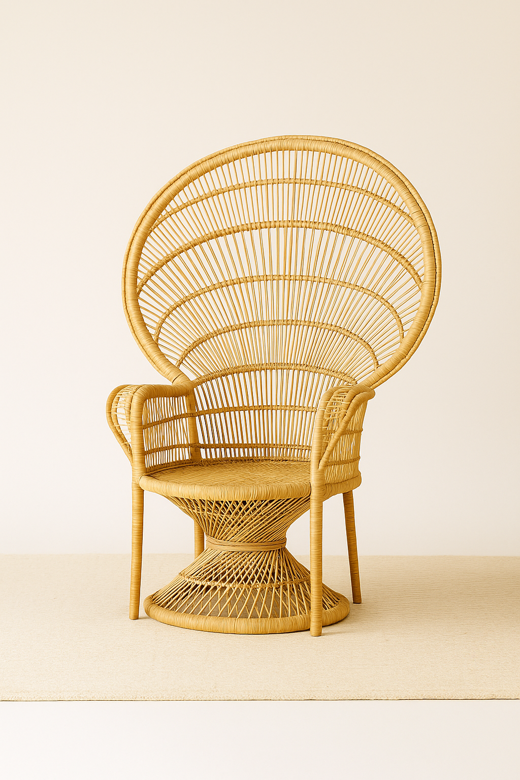 Malawi Peacock chair lifestyle shot showing elegant design and natural materials