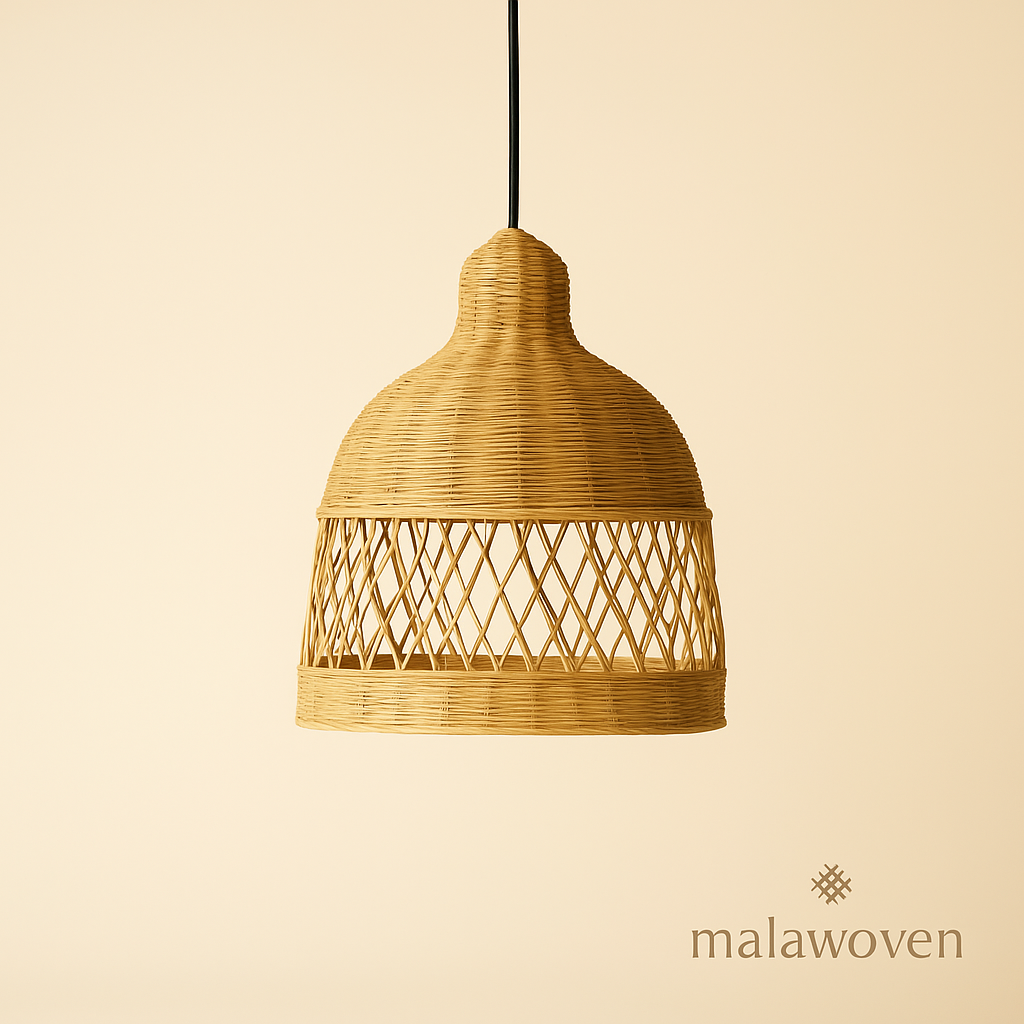 Malawi woven pendant light with natural elegance design and warm lighting