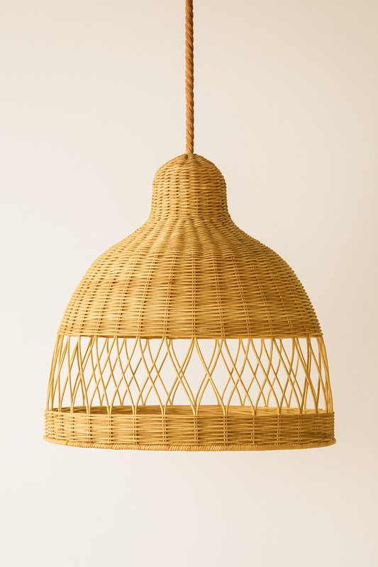 Malawi woven pendant light in sunset bloom design with decorative pattern
