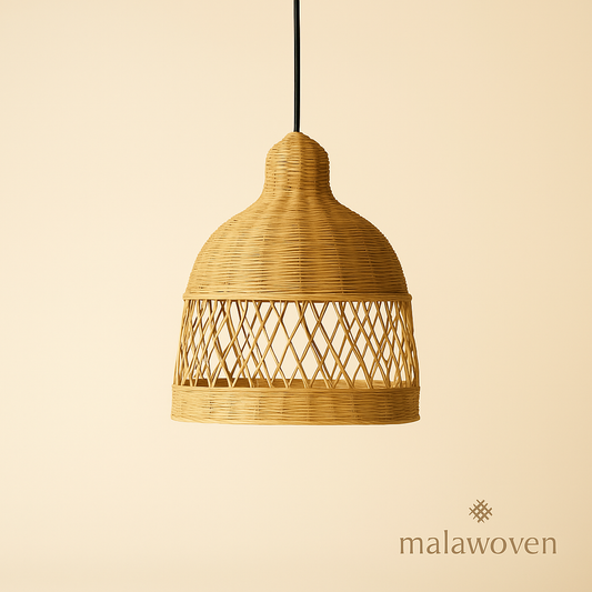 Malawi woven pendant light with natural elegance design and warm lighting